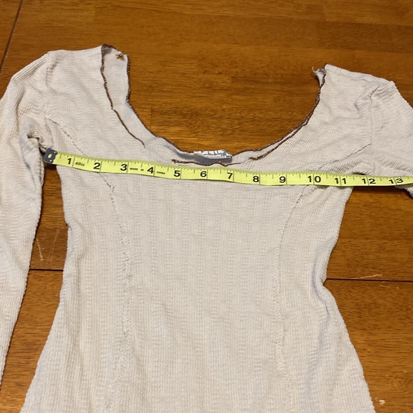 Intimately Free People Womens Size S Tan Waffle Thong Bodysuit Snaps Long Sleeve - Picture 12 of 13